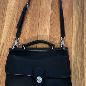 Women's Coach Black Leather Briefcase with Removable Shoulder Strap